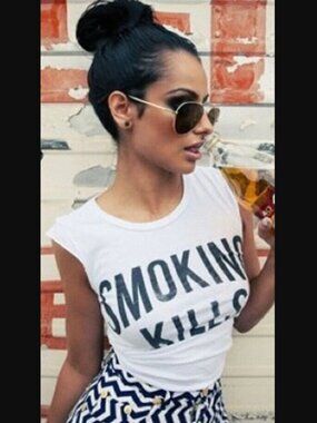 RARE Vintage Chaser Y2K Smoking Kills Muscle 100% Cotton Tee Tank Small